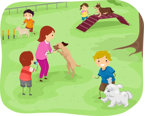 Children Training Their Dogs — Stock Photo, Image