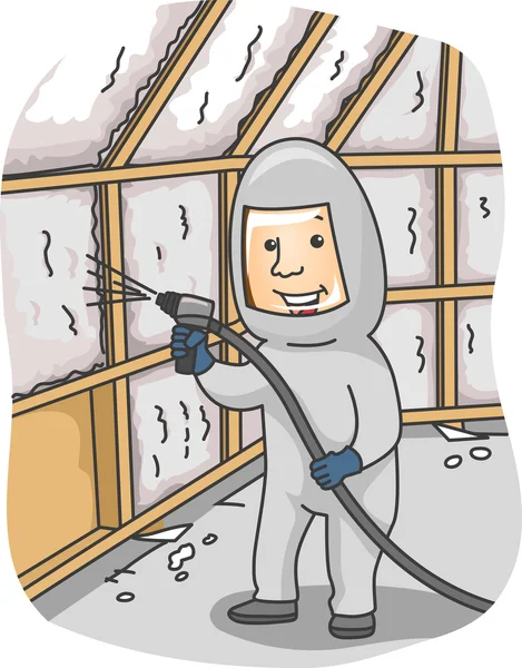 Man Spraying Foam Insulation — Stock Image Man Spraying Foam Insulation Stock Photo