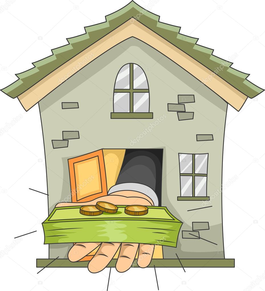 Una ilustración vectorial de una casa de dibujos animados en un paisaje