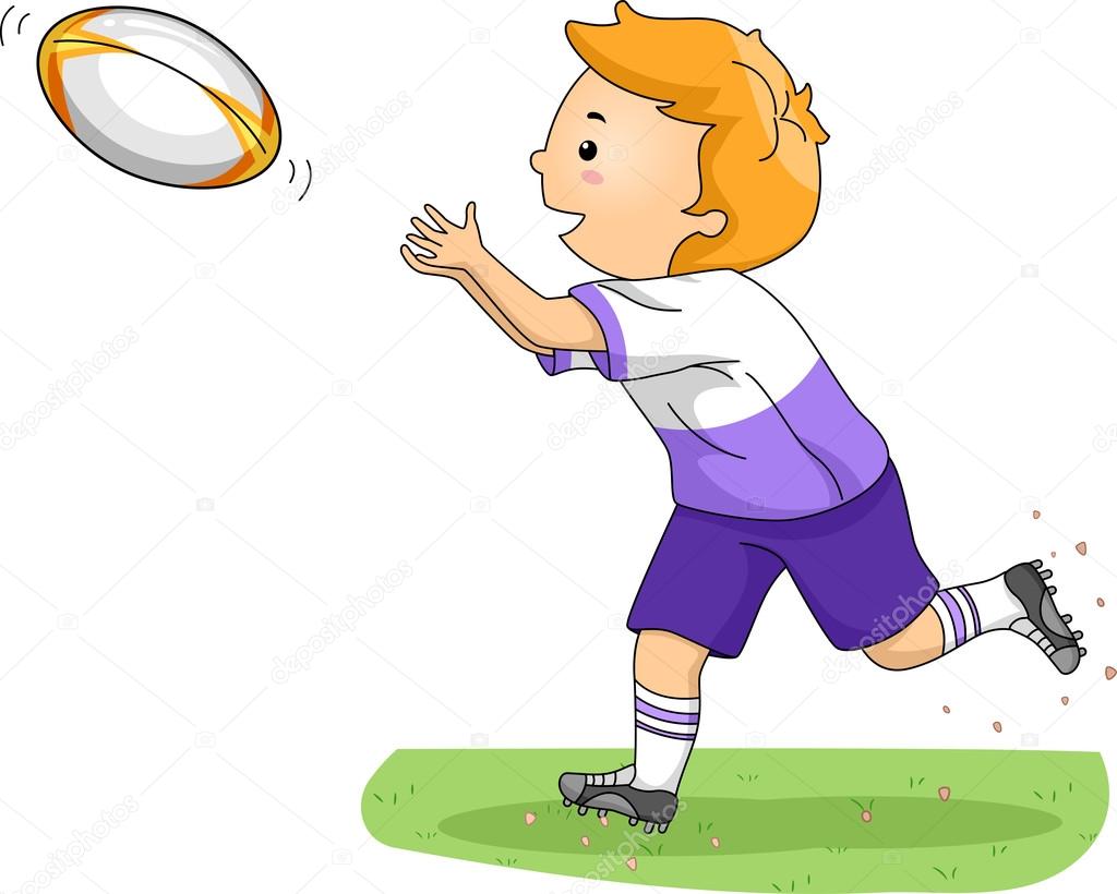 Boy Catching a Rugby Ball