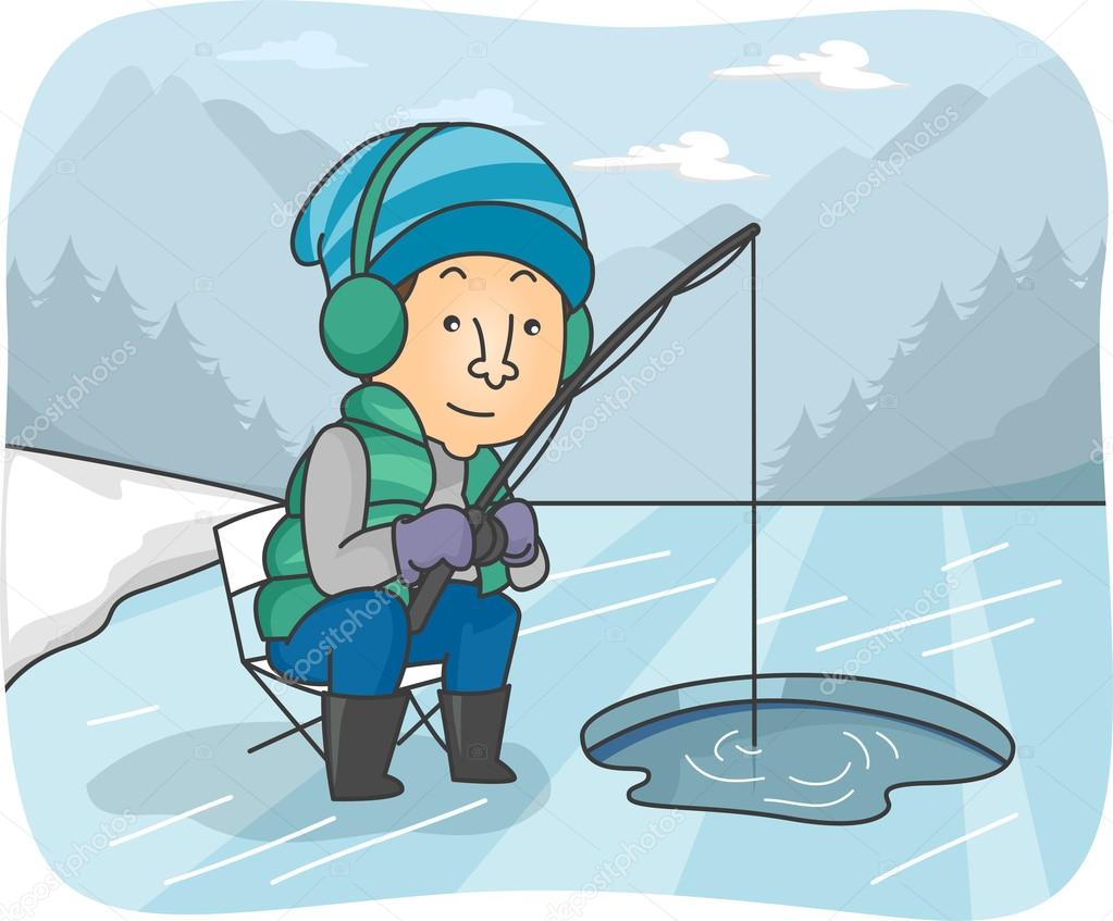 Man Ice Fishing Stock Illustration by ©lenmdp #58948729