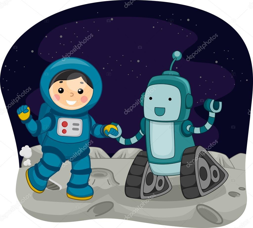 Astronaut Dancing with a Robot