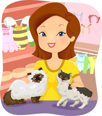 Bir kedi salonu eğilimi kadın