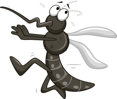 Korku içinde çalışan sivrisinek maskot