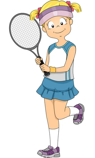 Césped Tenis Chica — Foto de Stock