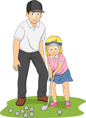 Küçük kız Golf dersleri alma