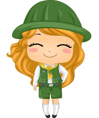 Girl Wearing Scout Costume clipart