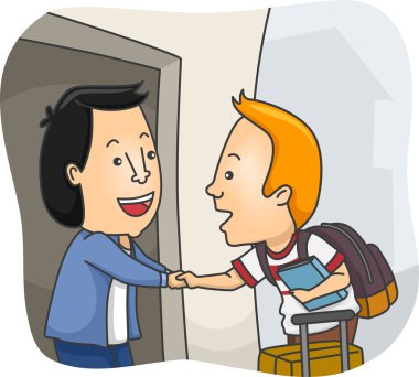 Man Welcoming Homestay Student clipart