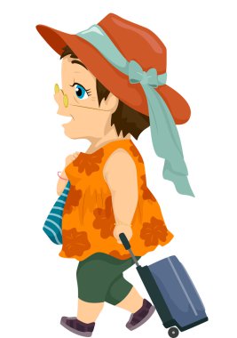 Kadın kıdemli sürükleyerek bavul