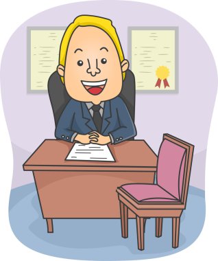 Erkek danışman ofisinde oturuyor