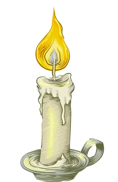 Candle on Vintage Candle Holder — Stock Photo, Image