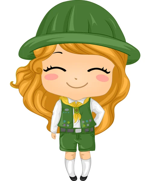 Flicka klädd Scout kostym — Stockfoto