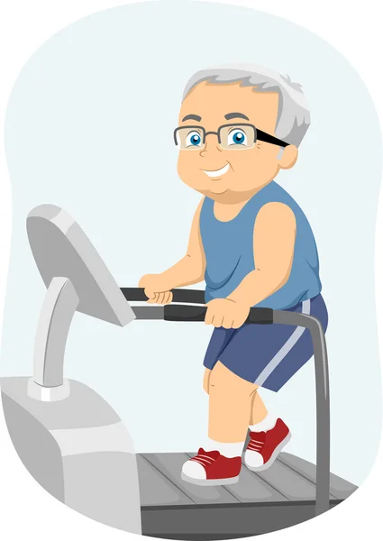 Senior Citizen Running on Treadmill — Stock Photo, Image