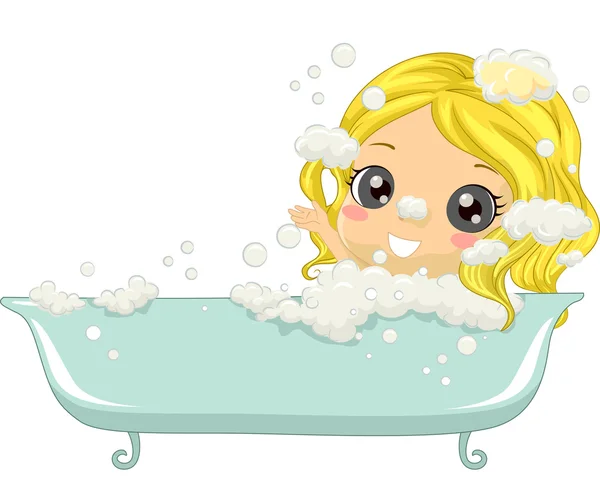 Dziewczynka korzystających Bubble Bath — Zdjęcie stockowe