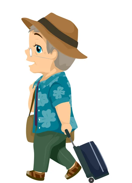 Senior Citizen Dragging Suitcase — Stock Photo, Image