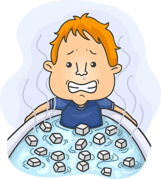 Man in Tub Filled with Ice Cubes — Stock Photo, Image