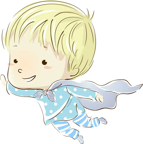 Мальчик в пижаме, летящий во сне — стоковое фото