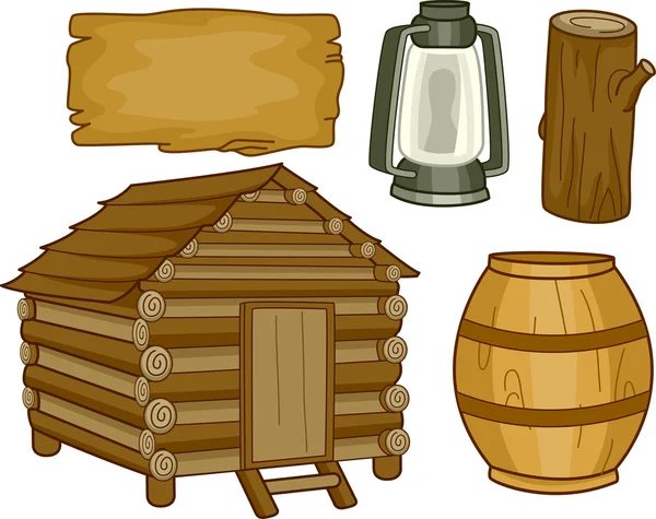 Different Elements of Log Cabin — Stock Photo, Image