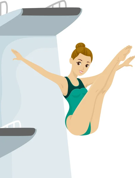 Flicka i baddräkt dykning — Stockfoto
