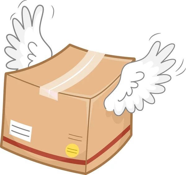 Package Box with White Wings — Stock Photo, Image