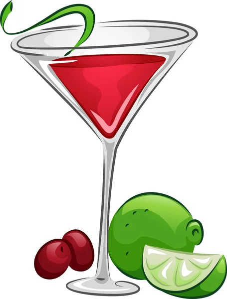 Cosmopolitan Drink with Lime and Cranberries — Stock Photo, Image