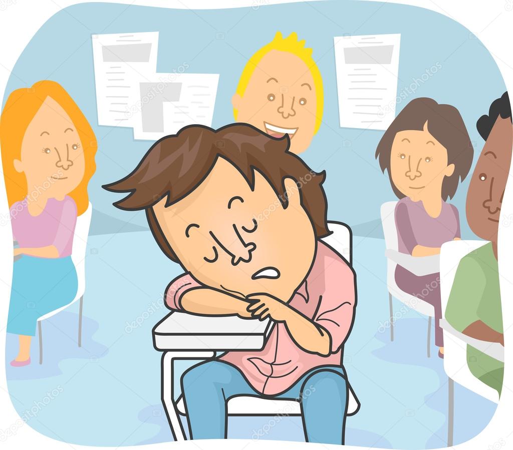 Man Sleeping in Class Stock Illustration by ©lenmdp #94051040, image size:1024x899