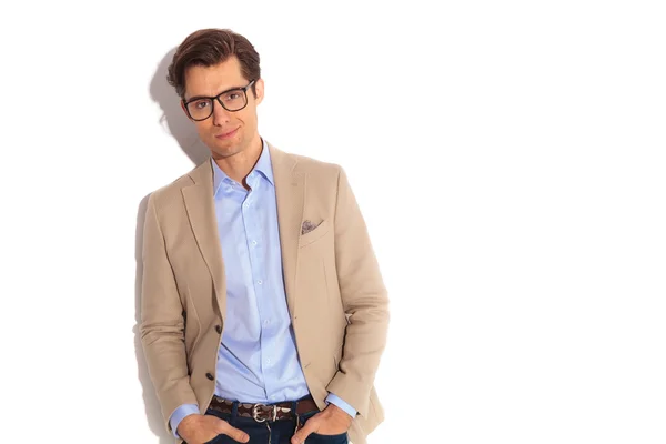 Portrait of fashion guy wearing glasses — Stock Photo, Image