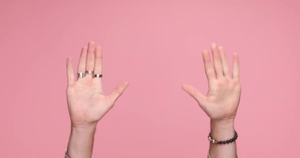 Two Hands Gesturing Hey You Give Five You Suck Pink — 图库视频影像