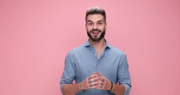 Sexy Casual Guy Feeling Happily Surprised Celebrating Succes Can Believe — Vídeo de stock