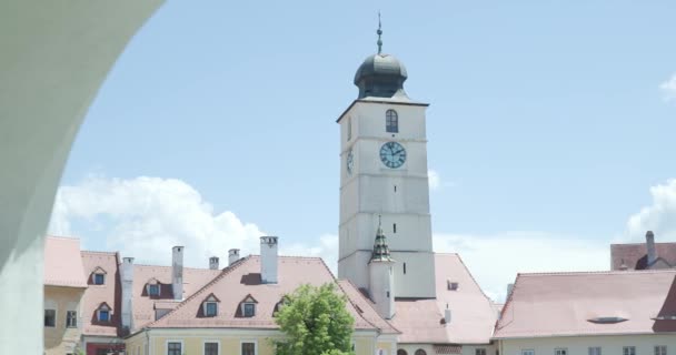 Projektvideo Einer Mittelalterlichen Stadt Mit Großartiger Architektur Einem Sonnigen Tag — Stockvideo