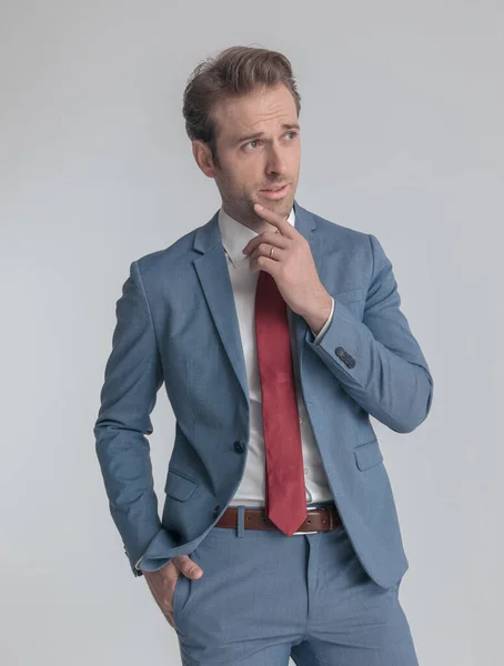 Young Businessman Thinking White Background — Stock Photo, Image