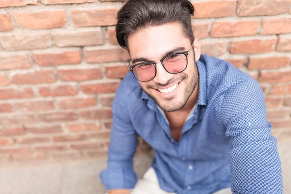 Closeup picture of a  happy casual man with glasses Stock Picture