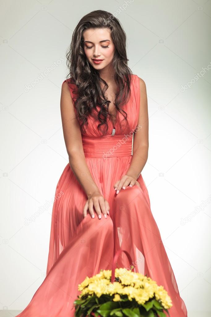 red dress with yellow flowers