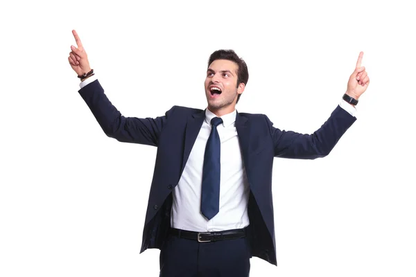 Homem de negócios desfrutando de seus sucessos — Fotografia de Stock