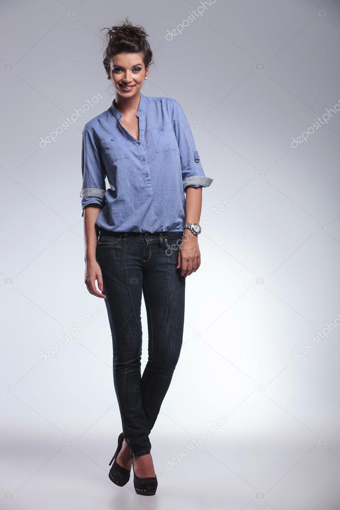 Full body image of a fashion woman posing