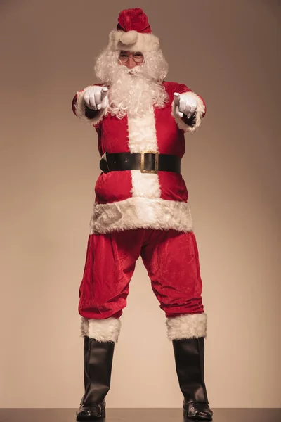 Santa Claus standing and pointing at the camera — Stock Photo, Image