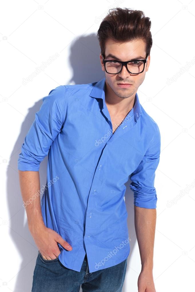 Handsome young business man wearing glasses 