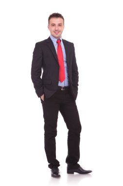 cebinde her iki el ele tutuşarak iş adamı.