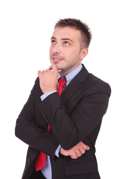 Handsome young business man looking up — Stock Photo, Image