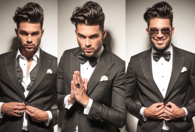  Smokin, ceketini unbuttoning ve dua adam 