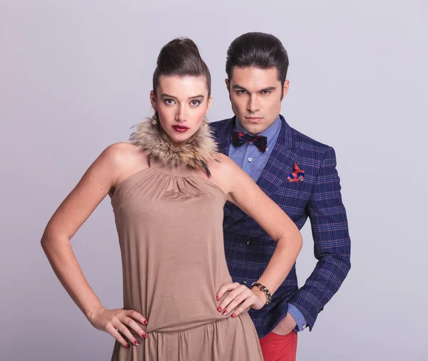 Young fashion couple posing together — Stock Photo, Image