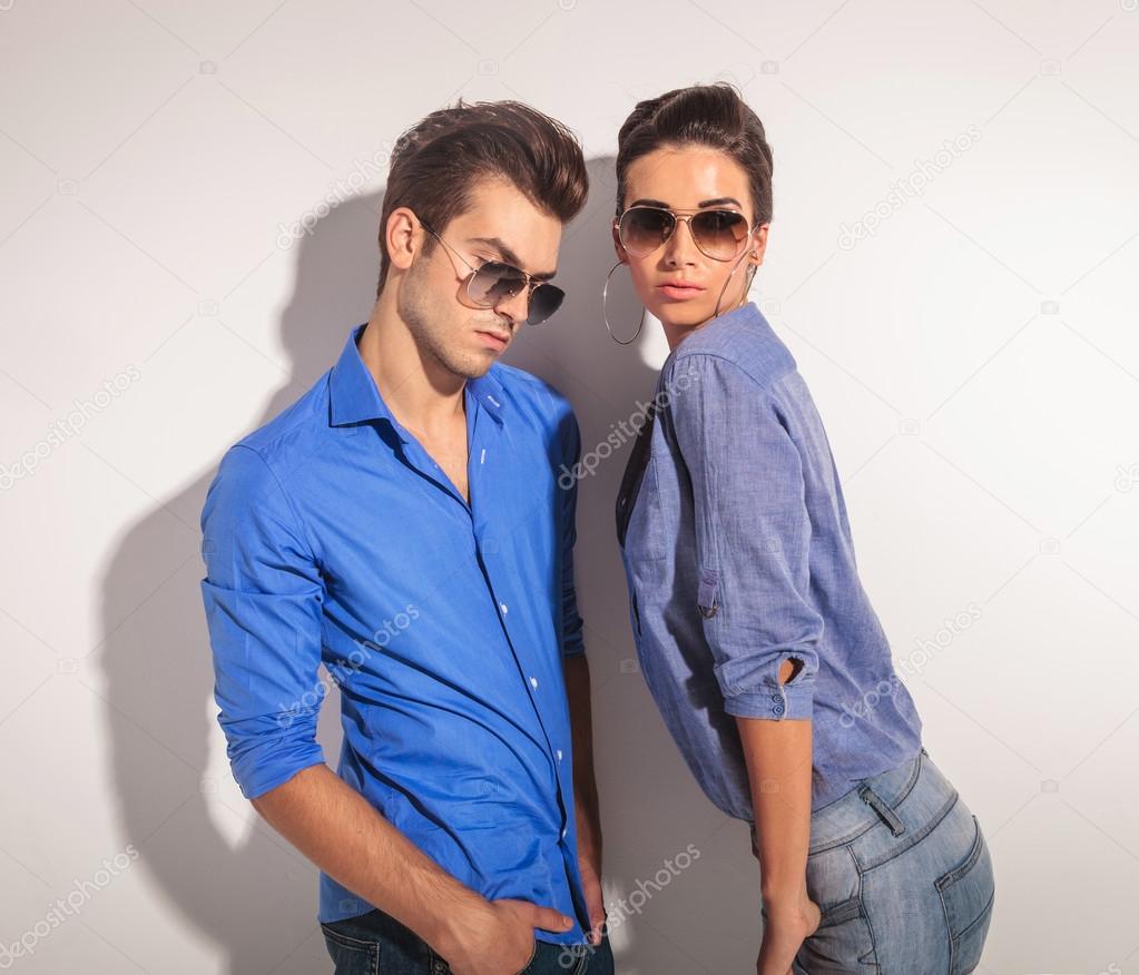 Young fashion couple posing together