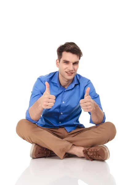 Man showing the thumbs up gesture with both hands — Stock Photo, Image