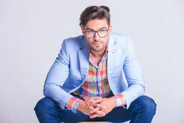 Close portrait of attractive casual man wearing glasses — Stock Photo, Image