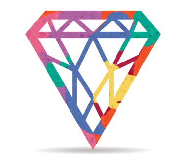 mücevher çizilmiş boyalı simge vektör