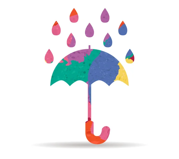 Regenschirm Regen gezeichnet gemalte Ikone Vektor — Stockvektor
