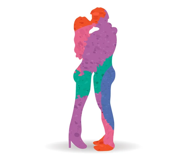 Couple kissing drawn painted icon vector — Stock Vector