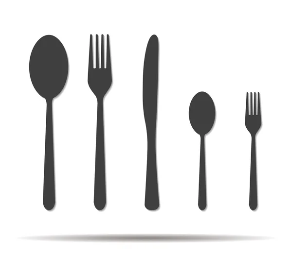 五个餐具双影图标矢量 — 图库矢量图片