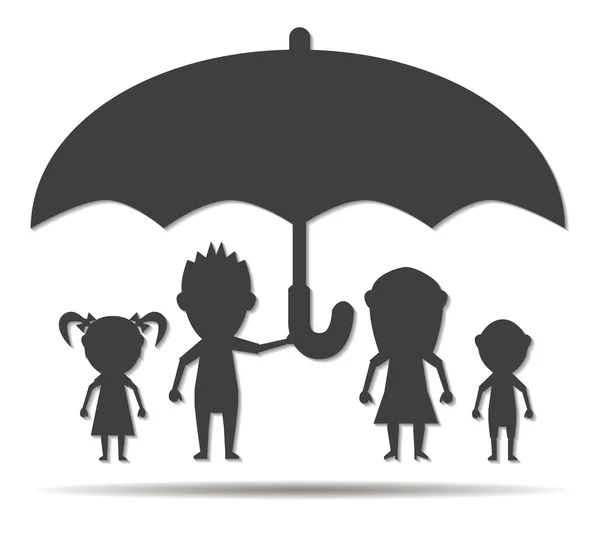 Famiglia bambole protetto doppia ombra icona vettore — Vettoriale Stock