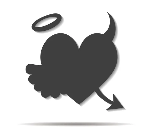 Dark heart double shadow icon vector — Stock Vector